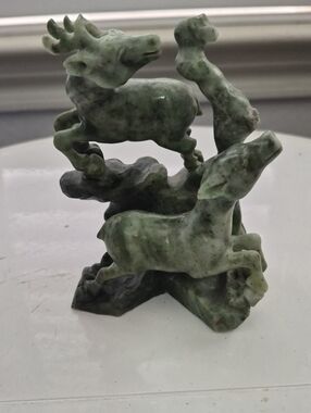 Carved Green Jade Dear Figurine